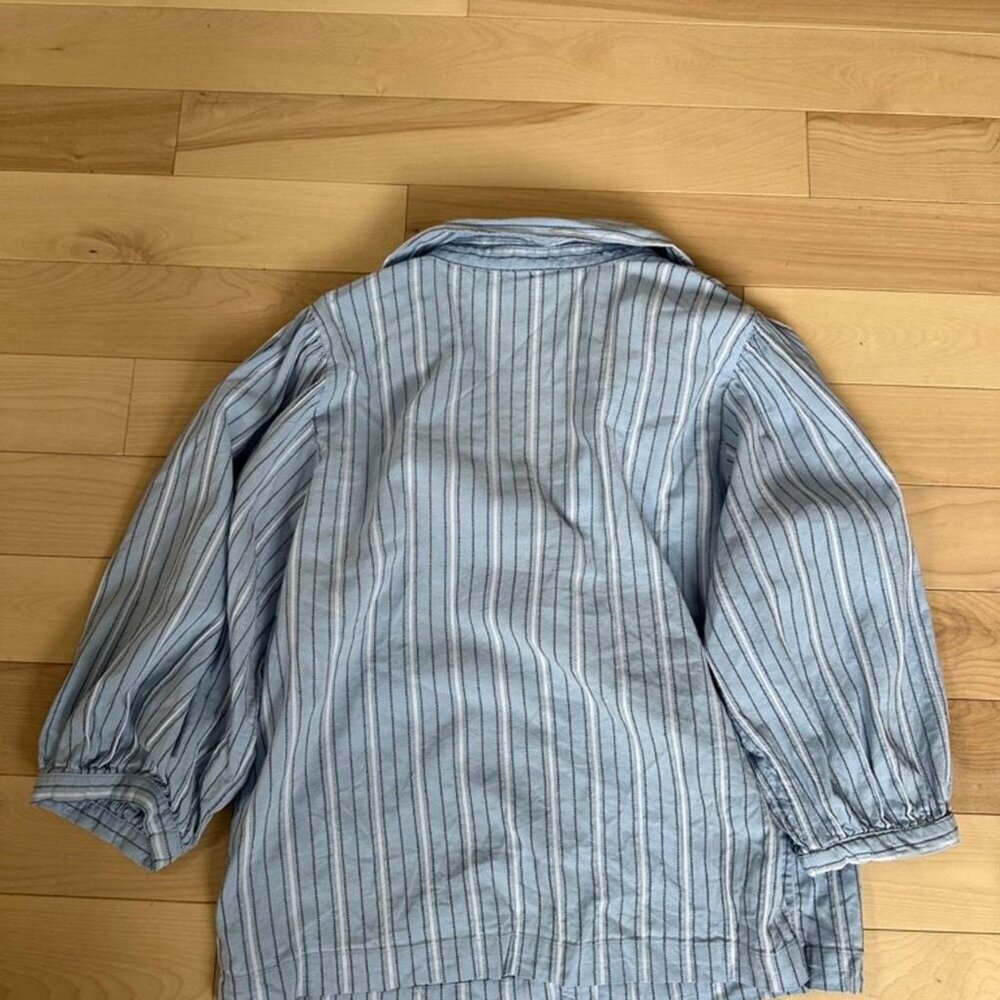 ICHI Striped Button-Up Shirt – Sky Blue Cotton Blend – Size 38 - Picture 8 of 8